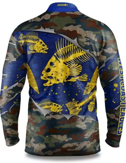AFL 2021 Long Sleeve Skeletor Fishing Polo - West Coast Eagles - Adult - Image 2