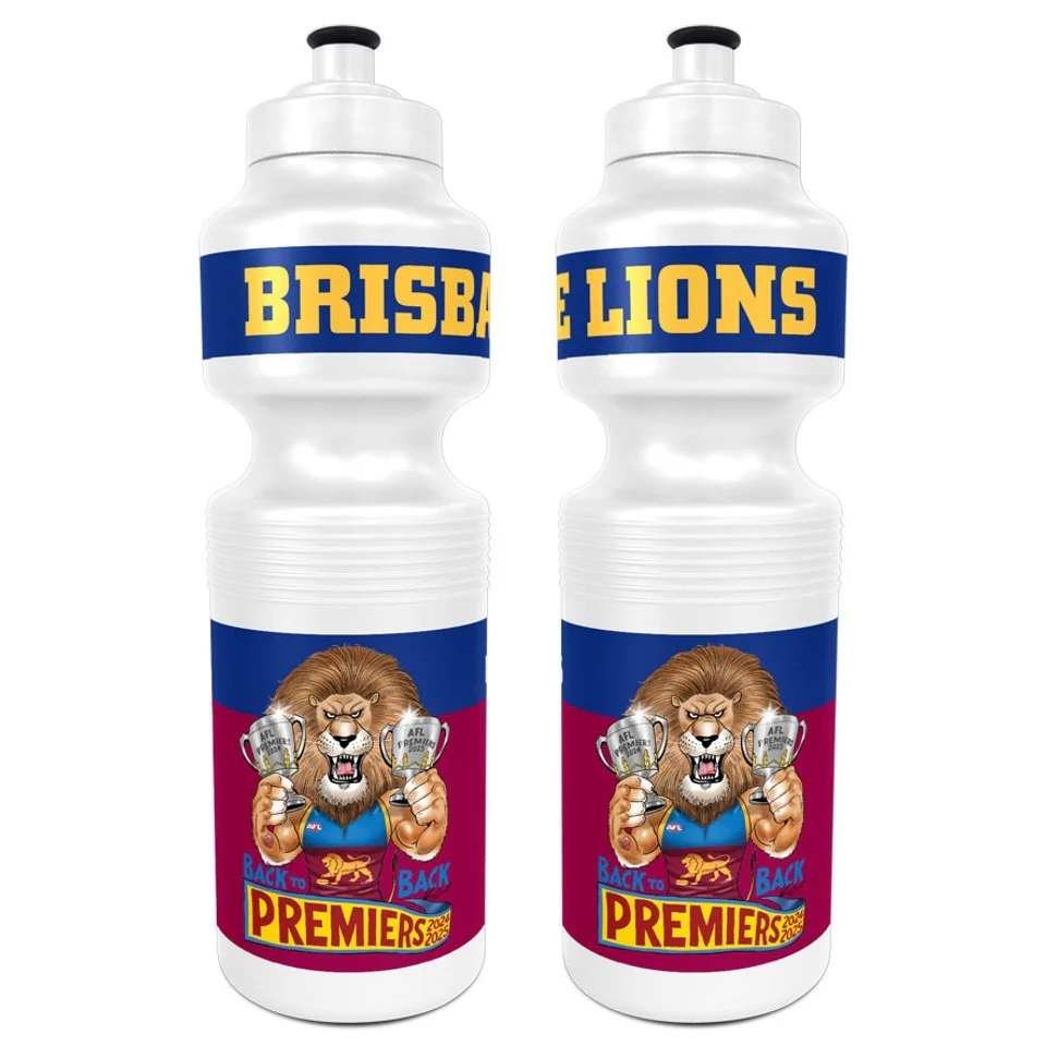 AFL 2025 PREMIERS PLASTIC DRINK BOTTLE - BRISBANE LIONS - BACK 2 BACK - Image 2