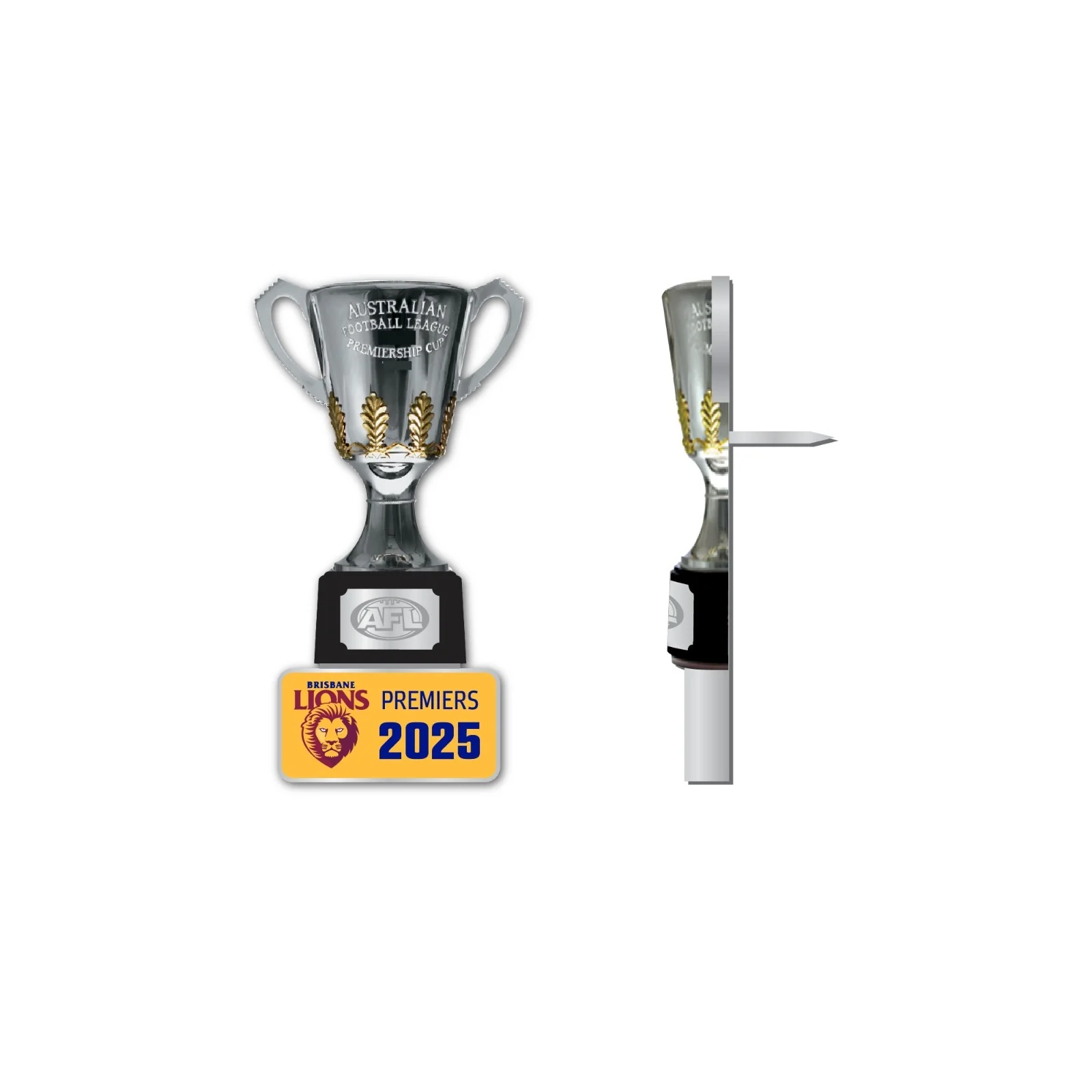 AFL 2025 PREMIERS TROPHY PIN - BRISBANE LIONS - PRE-ORDER DUE NOVEMBER 2025 - Image 2