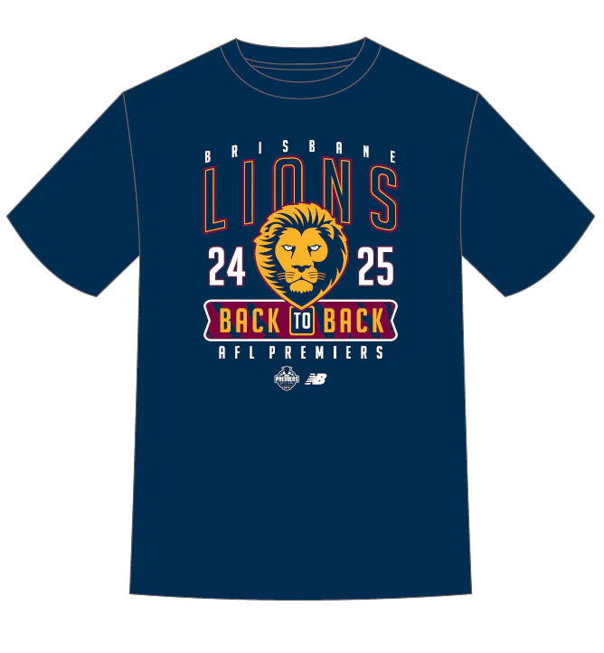 AFL 2025 PREMIERSHIP TEE SHIRT - BRISBANE LIONS - PRE-ORDER - DUE DEC 2025