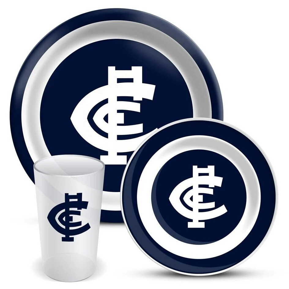 AFL 3 Piece Dinner Set - Carlton Blues - Melamine Plate, Bowl, Cup - Image 2