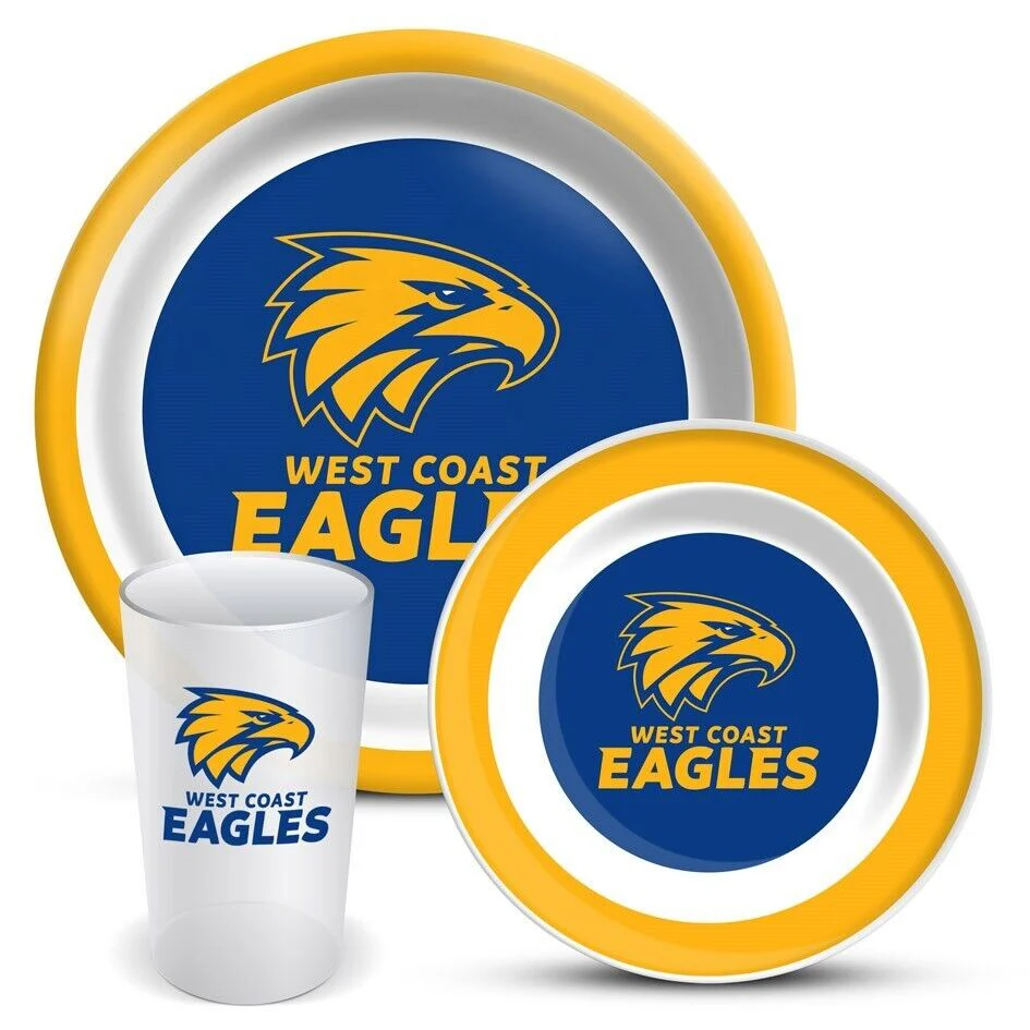 AFL 3 Piece Dinner Set - West Coast Eagles - Melamine Plate, Bowl, Cup - Image 2