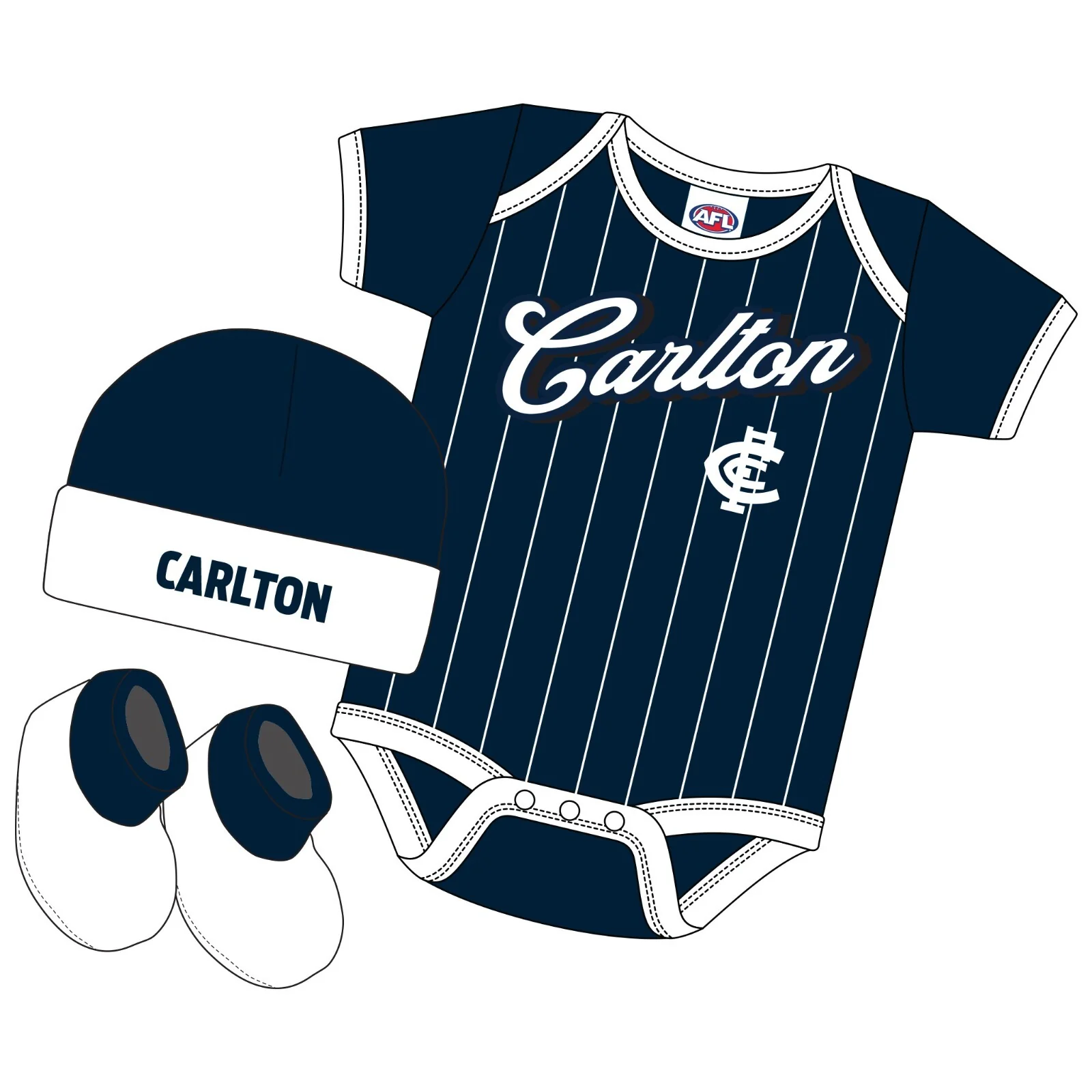 AFL 3 Piece 'Lullaby' Set - Carlton Blues - Infant - Baby