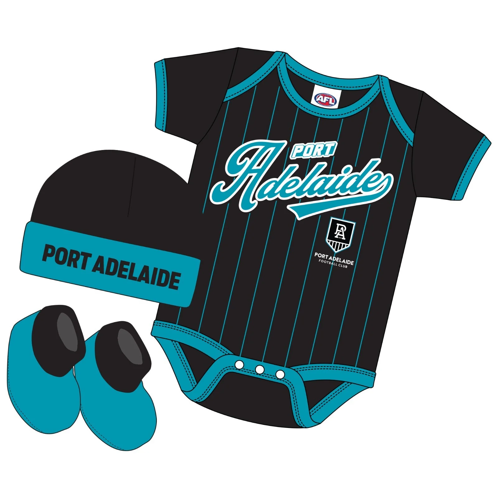 AFL 3 Piece 'Lullaby' Set - Port Adelaide Power - Infant - Baby
