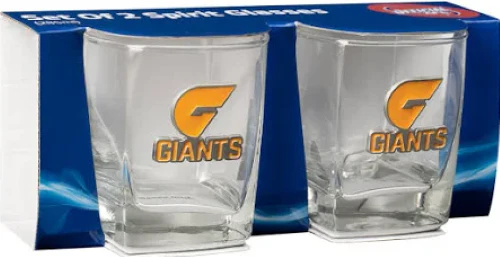 AFL Badged Spirit Drink Glass Set Of Two - GWS Giants - 250ml Cup - Image 2