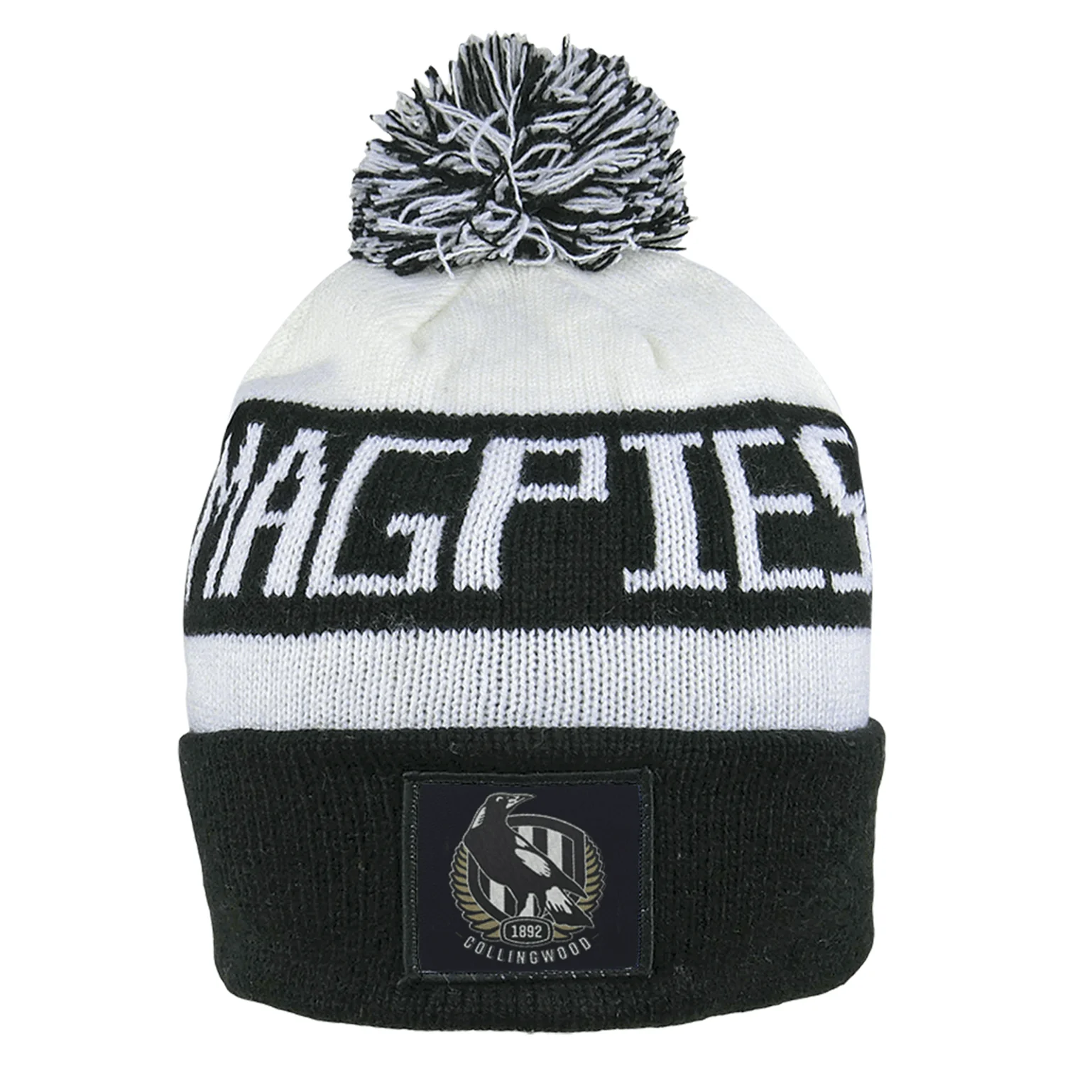 AFL Bar Beanie - Collingwood Magpies - Winter Hat - Adult - OSFM - Image 2
