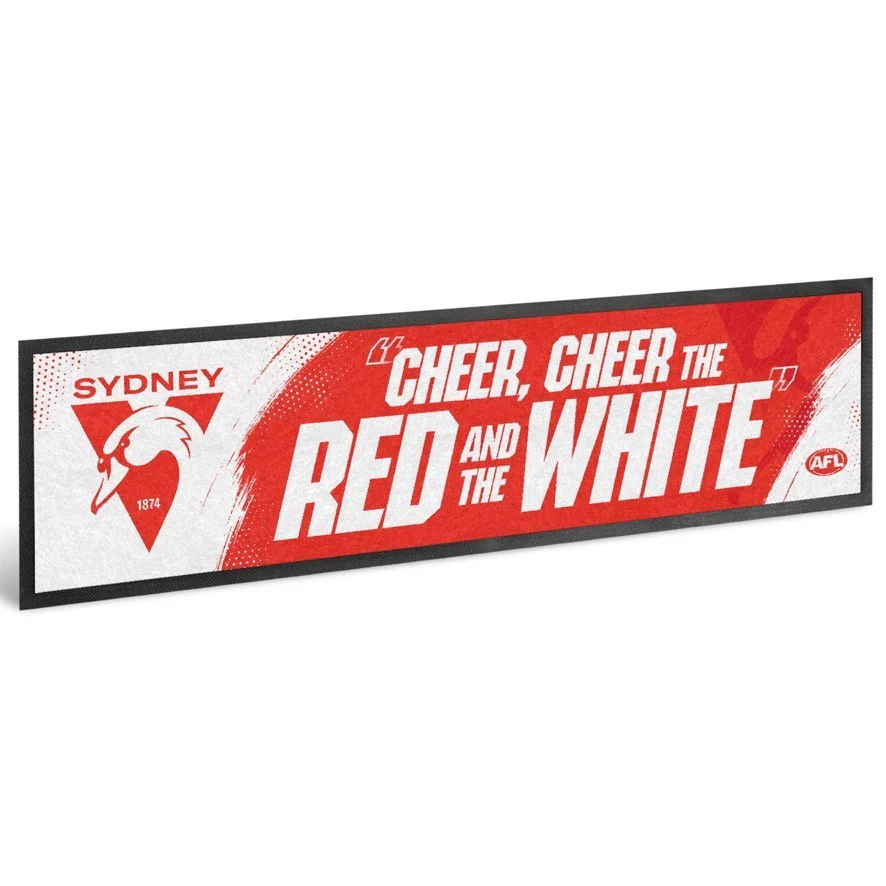 AFL Bar Runner - Sydney Swans - Bar Mat - 25cm x 90cm - Image 2