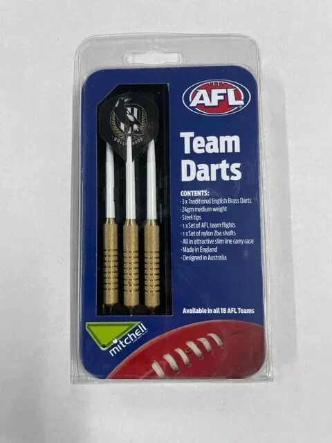 AFL Brass Dart Set - Collingwood Magpies - Set of 3 - 24 Grams - Darts