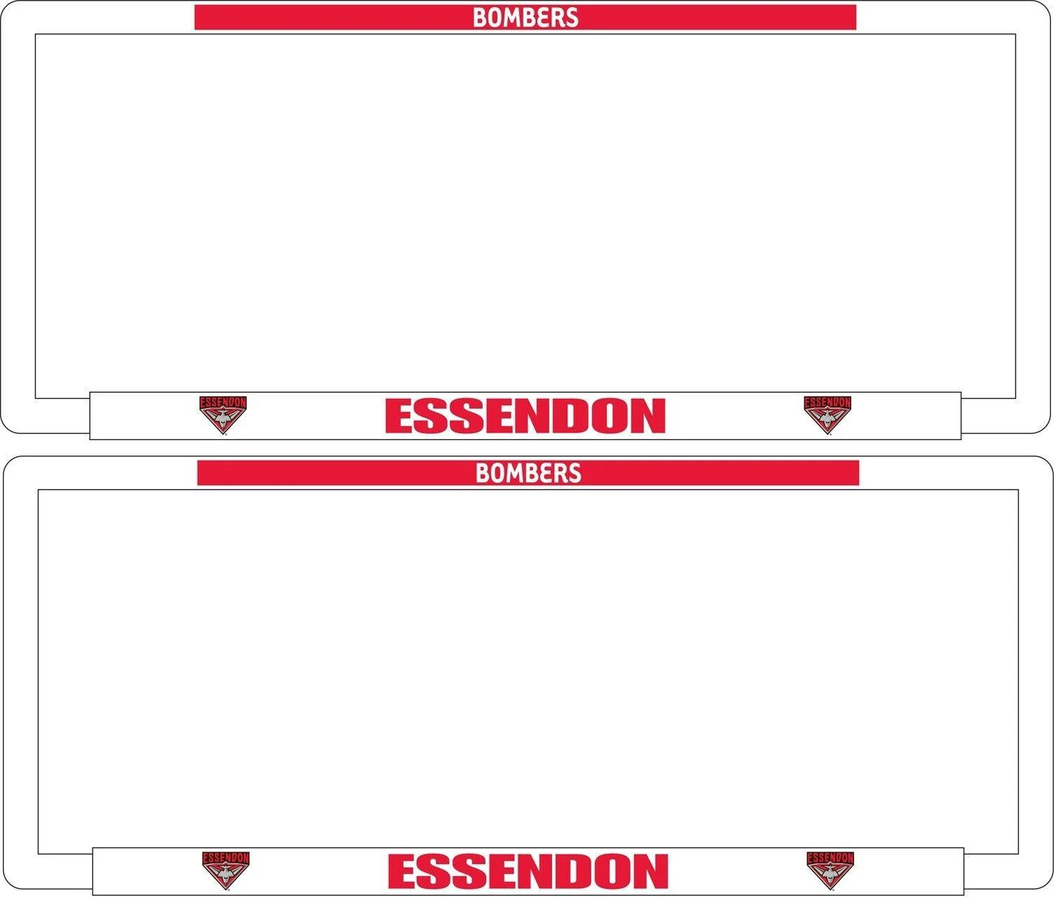 AFL Car Number Plate Frame Set Of Two - Essendon Bombers - Front/Back