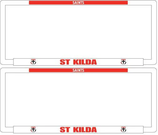 AFL Car Number Plate Frame Set Of Two - St Kilda Saints - Front/Back