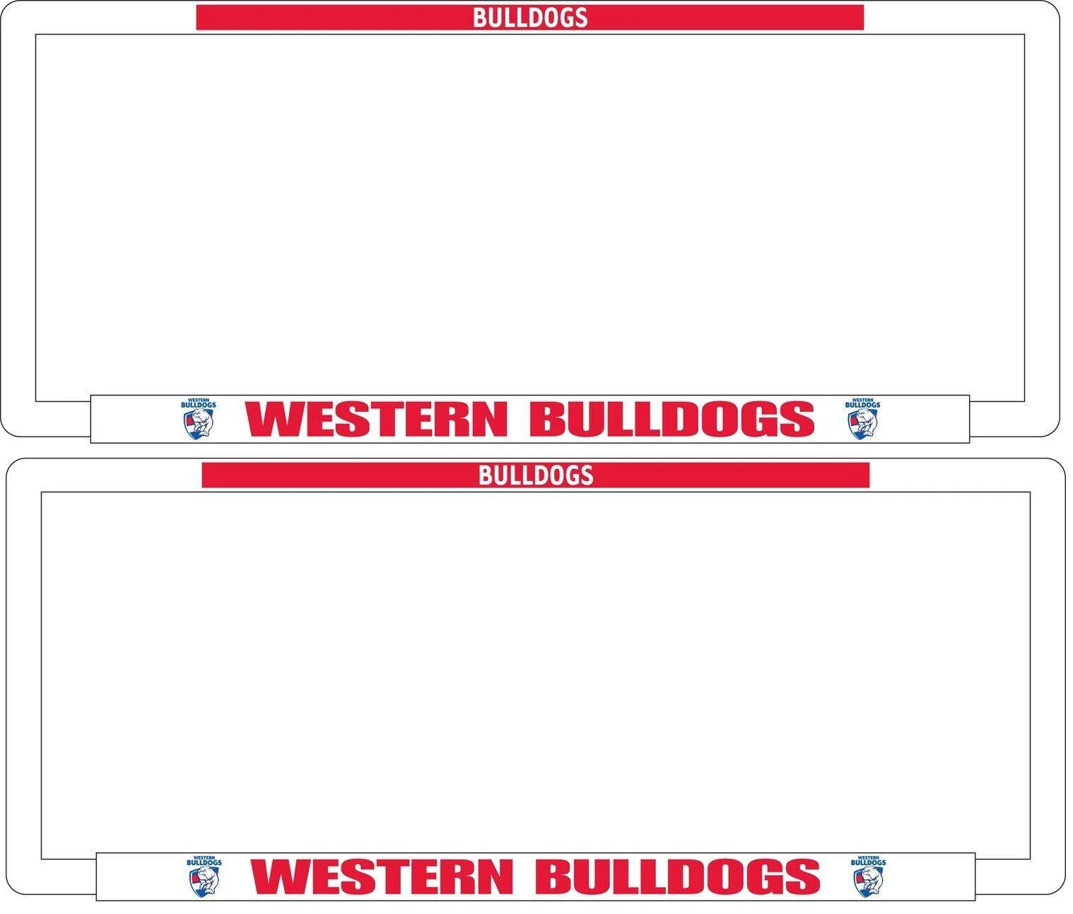 AFL Car Number Plate Frame Set Of Two - Western Bulldogs - Front/Back
