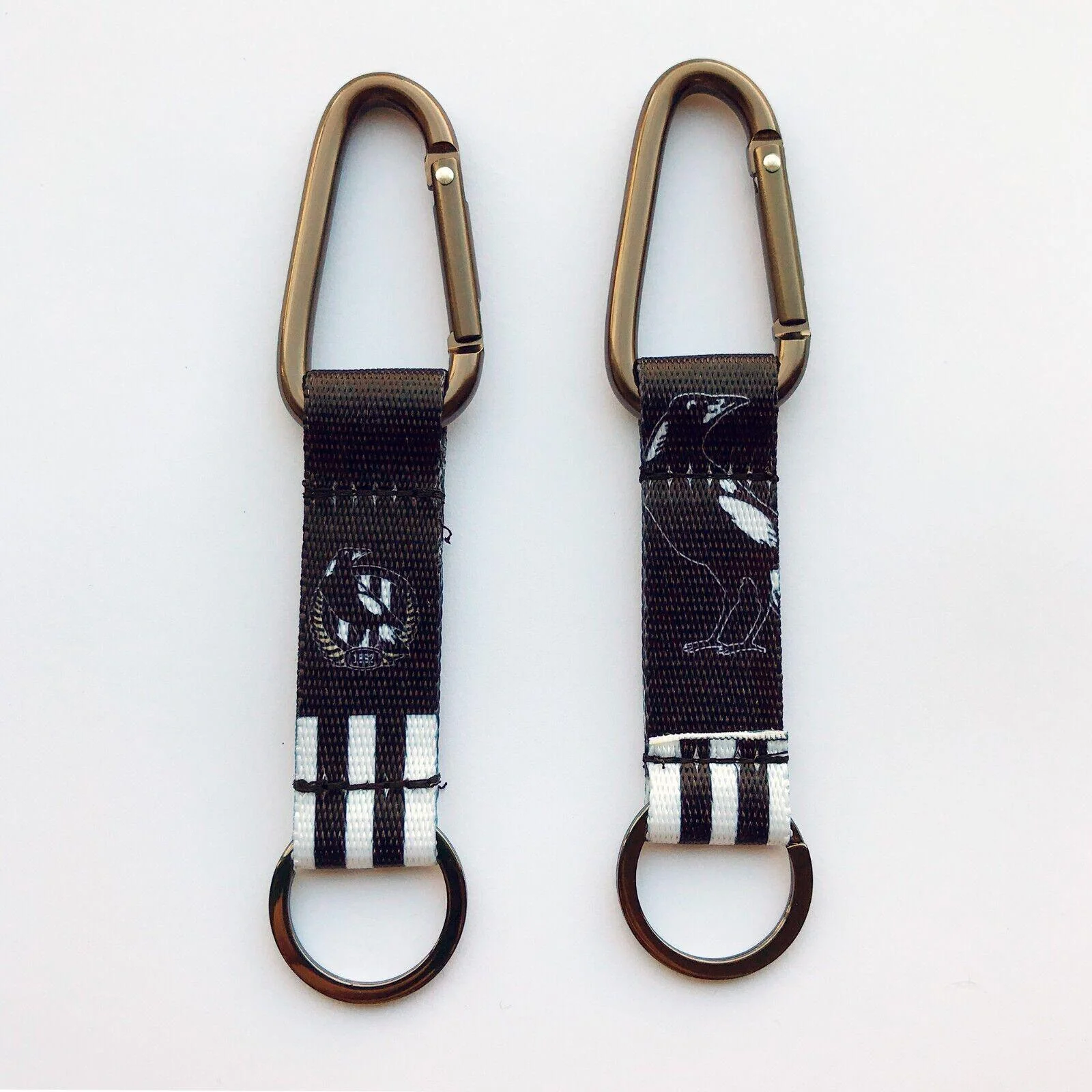 AFL Carabiner Key Ring - Collingwood Magpies - Keyring - Clip and Ring - Image 2