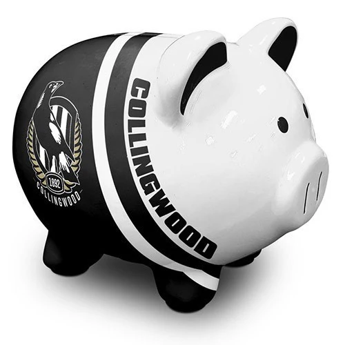 AFL Ceramic Piggy Bank - Collingwood Magpies - Money Box Coin Slot - 14x12x11cm - Image 2