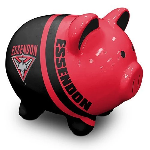 AFL Ceramic Piggy Bank - Essendon Bombers - Money Box Coin Slot - 14x12x11cm