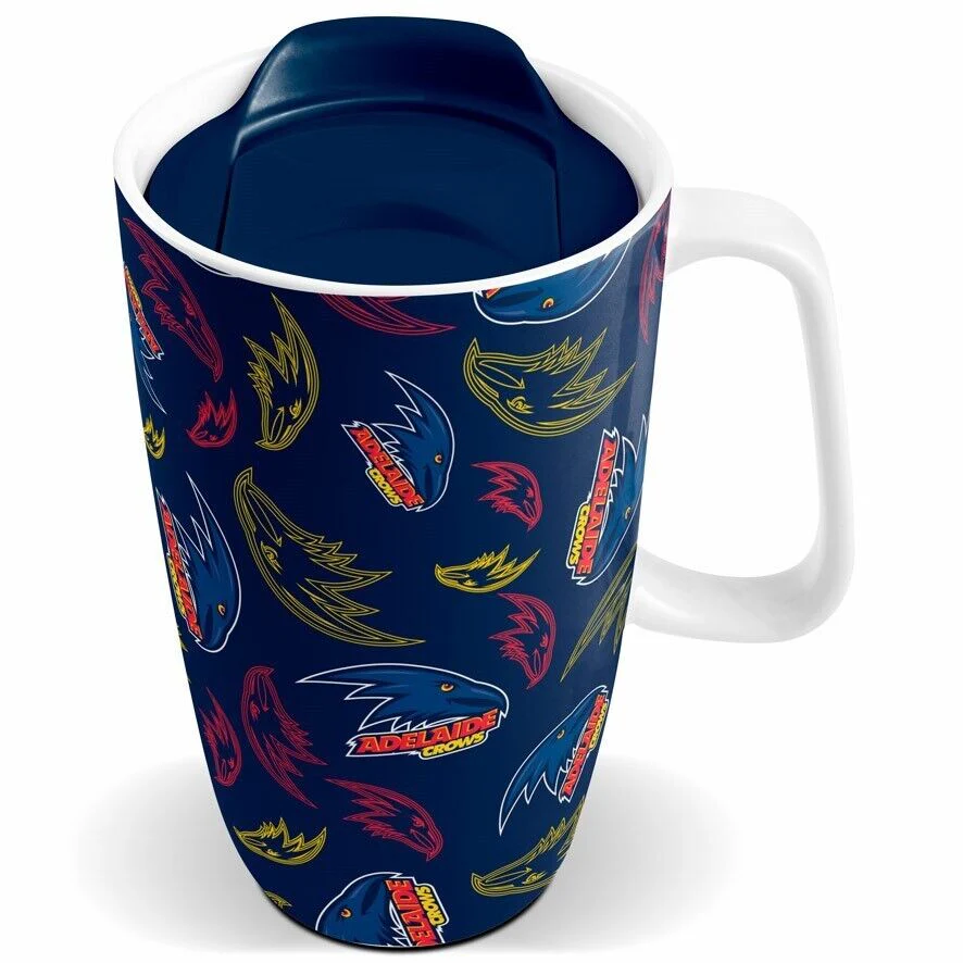 AFL Ceramic Travel Coffee Mug - Adelaide Crows - Drink Cup With Lid - Image 2