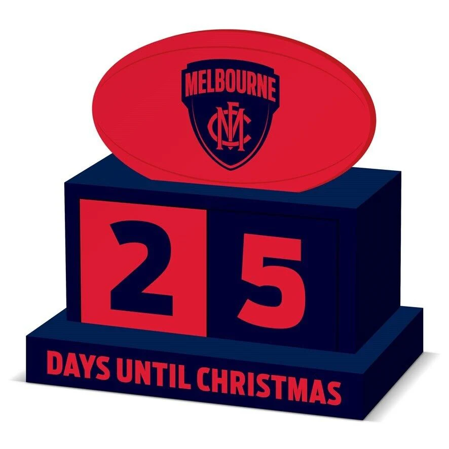 AFL Christmas Countdown Blocks - Melbourne Demons - Wooden - XMAS - Image 2