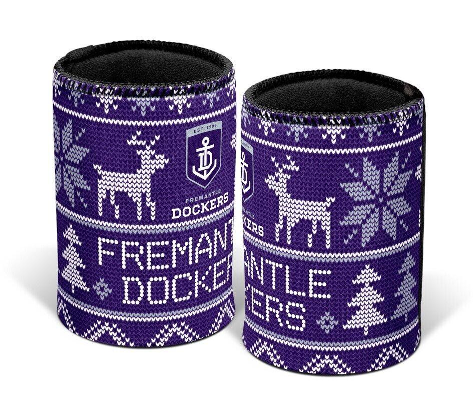 AFL Christmas Stubby Cooler - Fremantle Dockers - Rubber Base - XMAS - Image 2