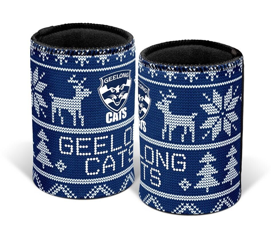 AFL Christmas Stubby Cooler - Geelong Cats - Rubber Base - XMAS - Image 2
