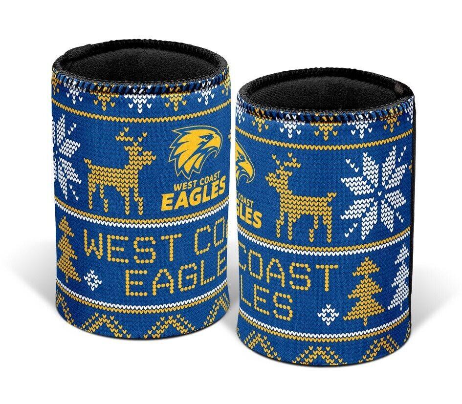 AFL Christmas Stubby Cooler - West Coast Eagles - Rubber Base - XMAS - Image 2