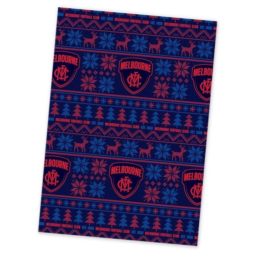 AFL Christmas Wrapping Paper - Melbourne Demons - XMAS - 49cm X 69cm - Image 2