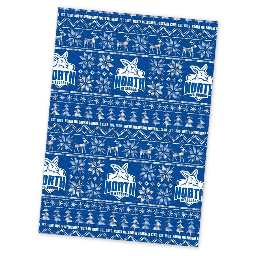 AFL Christmas Wrapping Paper - North Melbourne Kangaroos - XMAS - 49cm X 69cm - Image 2