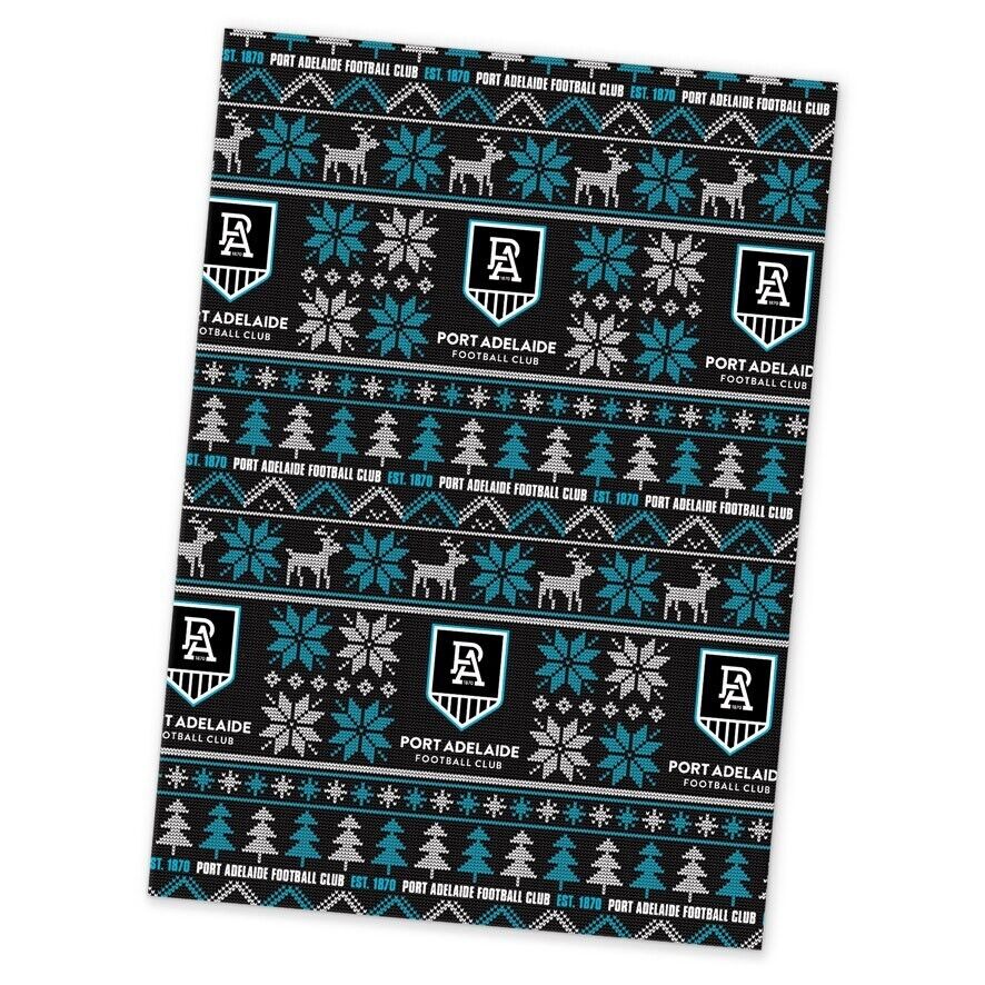 AFL Christmas Wrapping Paper - Port Adelaide Power - XMAS - 49cm X 69cm - Image 2