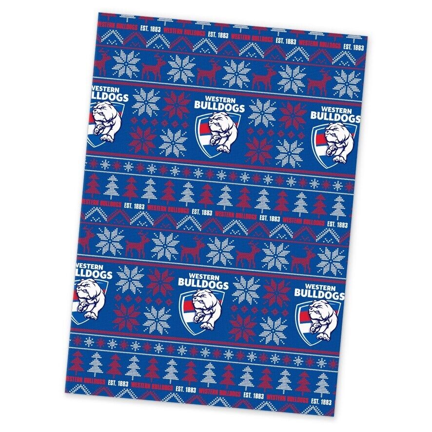 AFL Christmas Wrapping Paper - Western Bulldogs - XMAS - 49cm X 69cm - Image 2