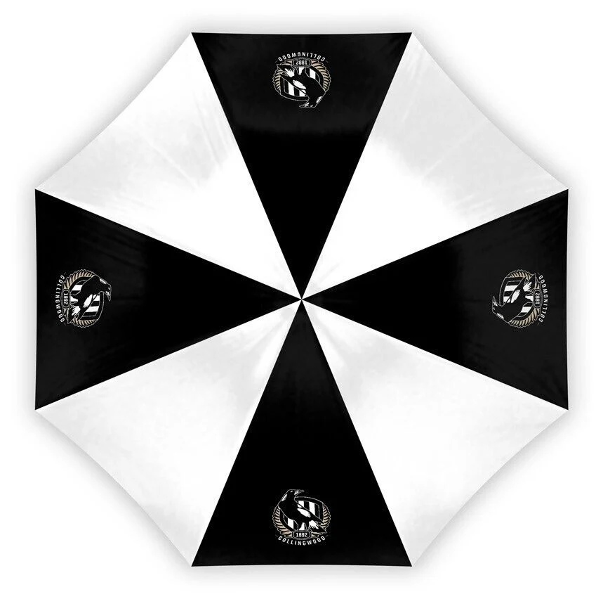 AFL Compact Umbrella - Collingwood Magpies - Rain - Glovebox - 60cm Length W17cm - Image 2