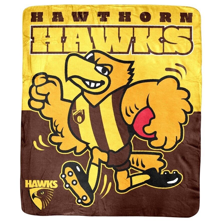 AFL Coral Mascot Blanket - Hawthorn Hawks - 150x130cm - Throw Rug - Image 2
