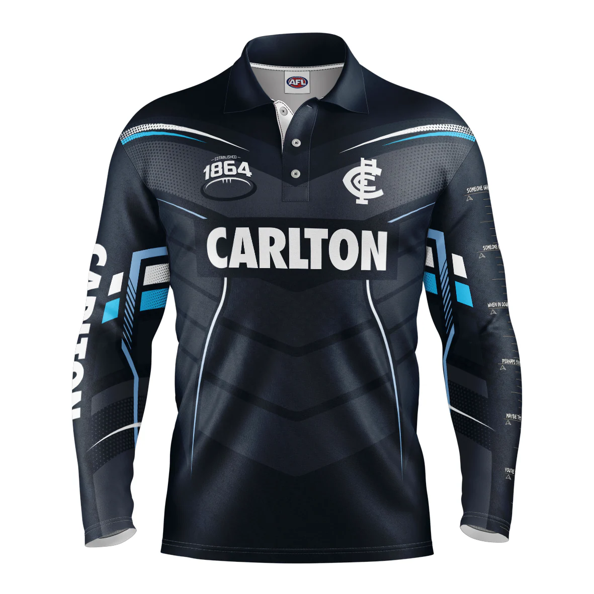 AFL 'Cyber' Fishing Shirt - Carlton Blues - Adult - Mens - Polo