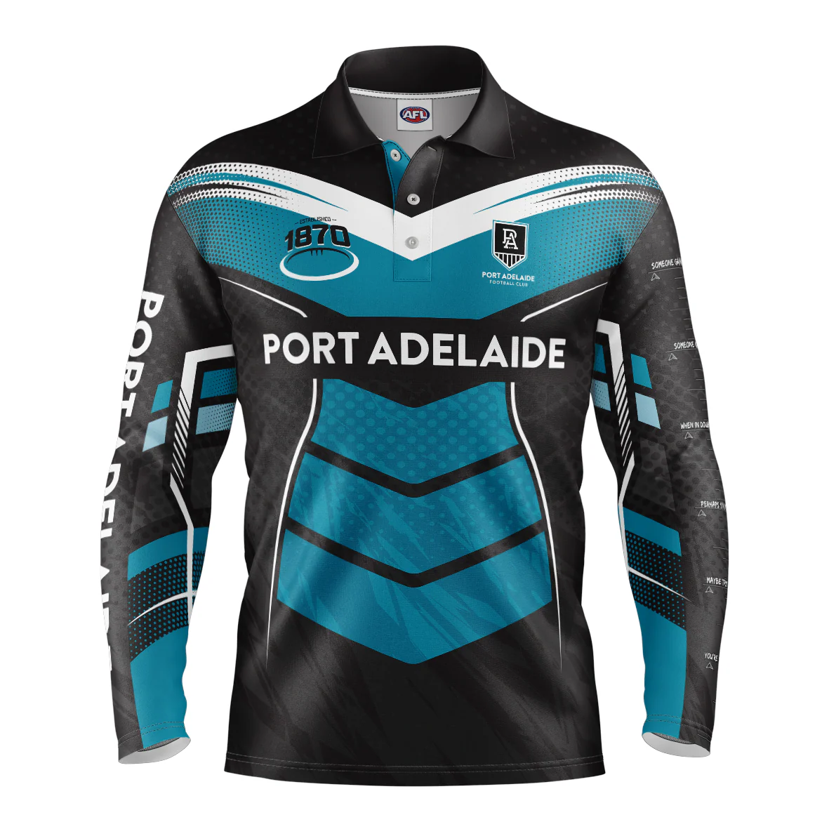 AFL 'Cyber' Fishing Shirt - Port Adelaide Power - Adult - Mens - Polo