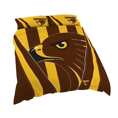 AFL Doona Quilt Cover With Pillow Case - Hawthorn Hawks - All Sizes - - Image 4