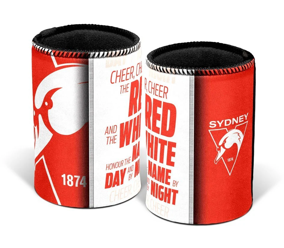 AFL Drink Stubby Cooler - Team Song - Sydney Swans -  Can Cooler - Image 2