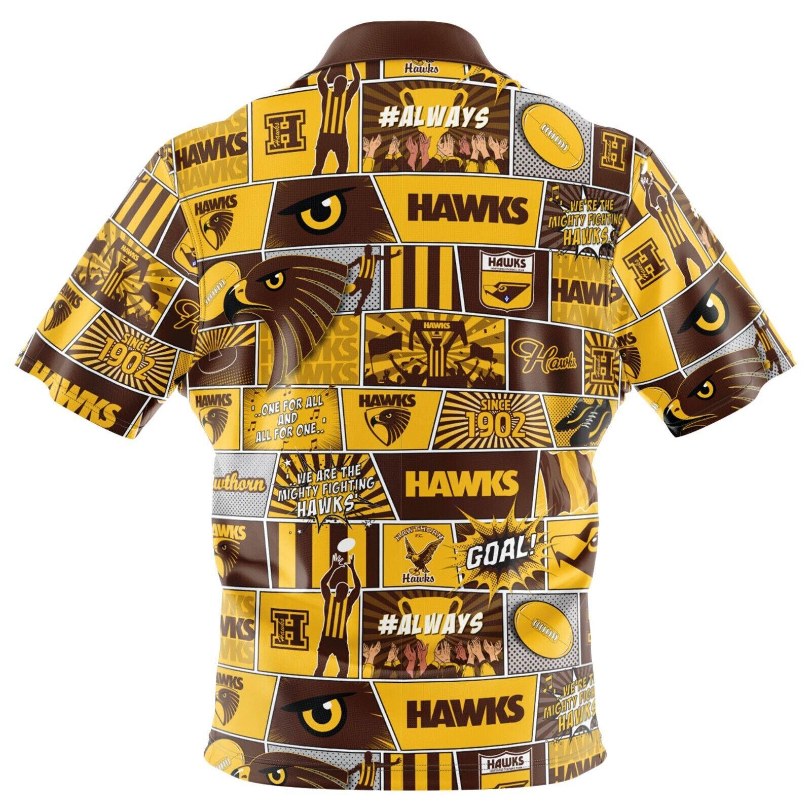 AFL Fanatics Button Up Polo Shirt - Hawthorn Hawks - Aussie Rules - Image 2