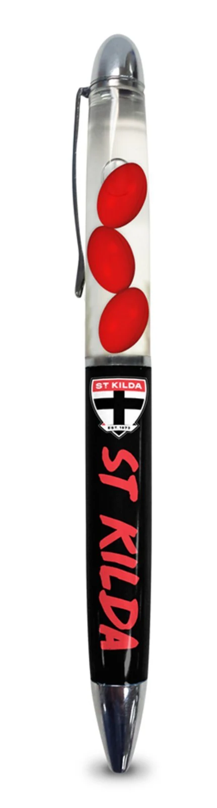 AFL Floating Pen - St Kilda Saints - Twist Open - Black Ink