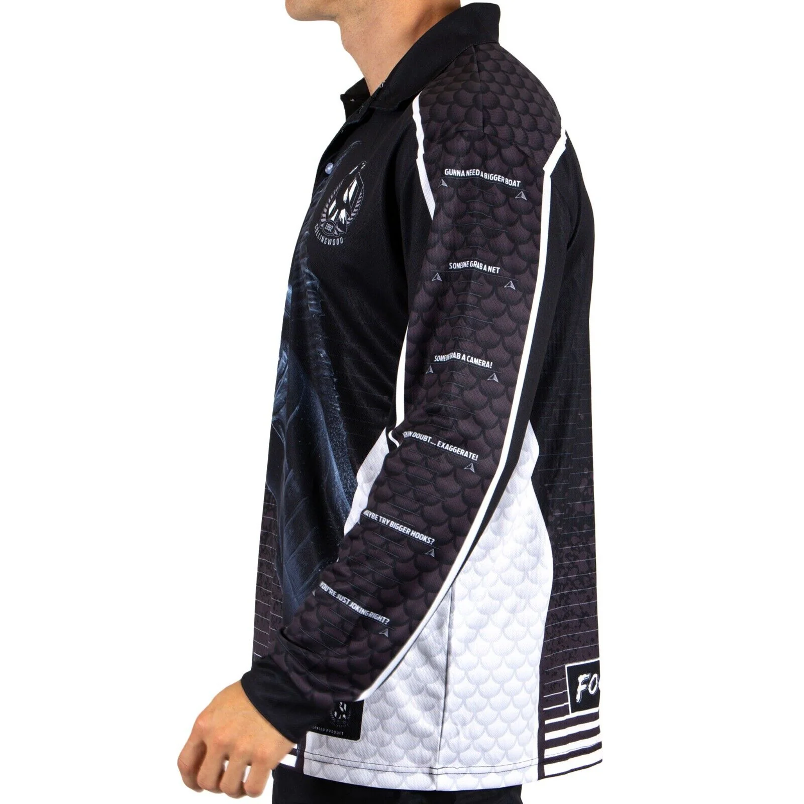 AFL Footy 'n' Fishing Shirt - Collingwood Magpies - Adult - Mens - Polo - Image 3