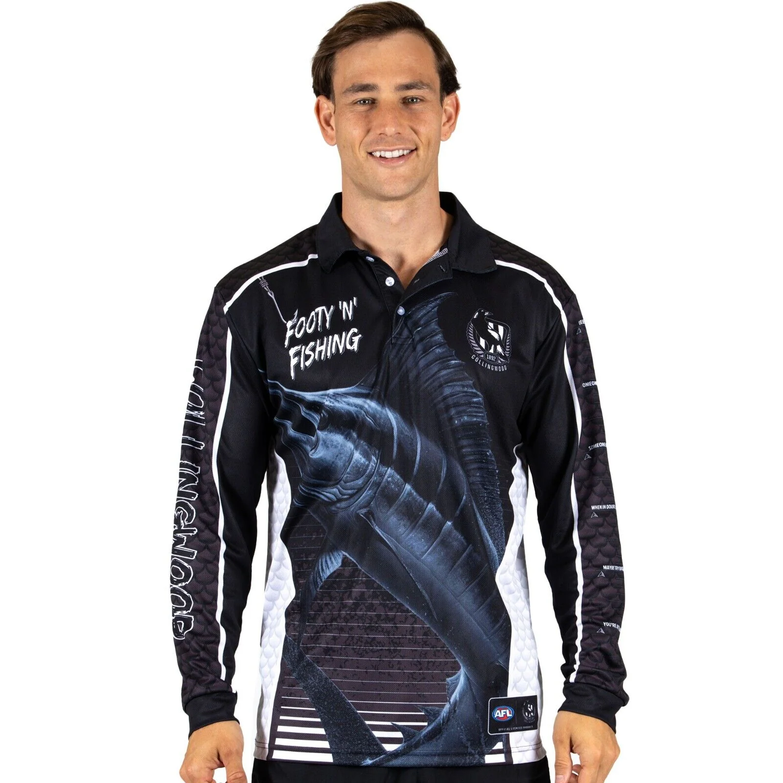 AFL Footy 'n' Fishing Shirt - Collingwood Magpies - Youth - Polo