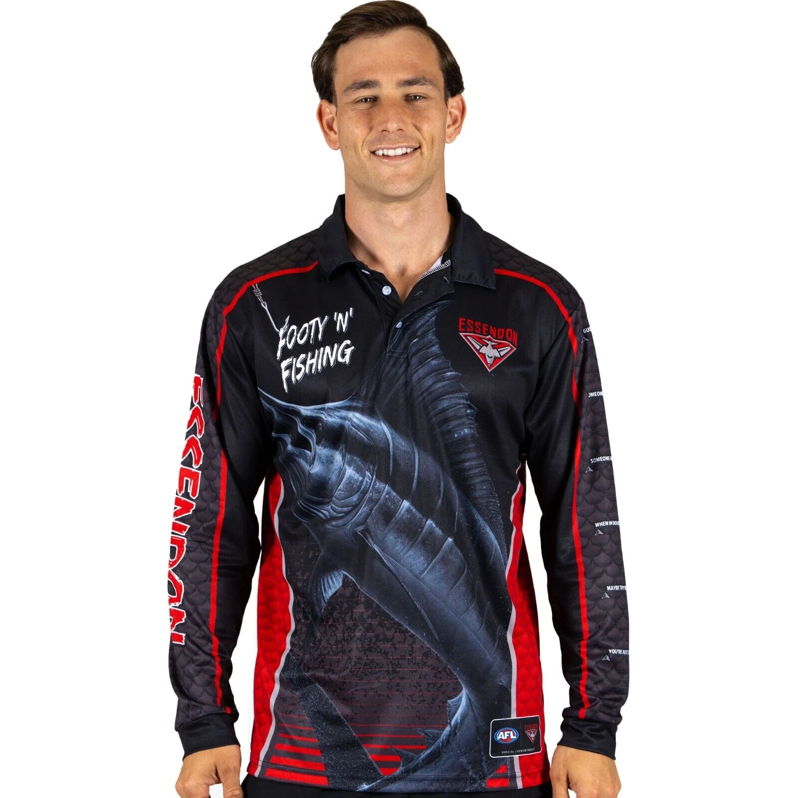AFL Footy 'n' Fishing Shirt - Essendon Bombers - Adult - Mens - Polo