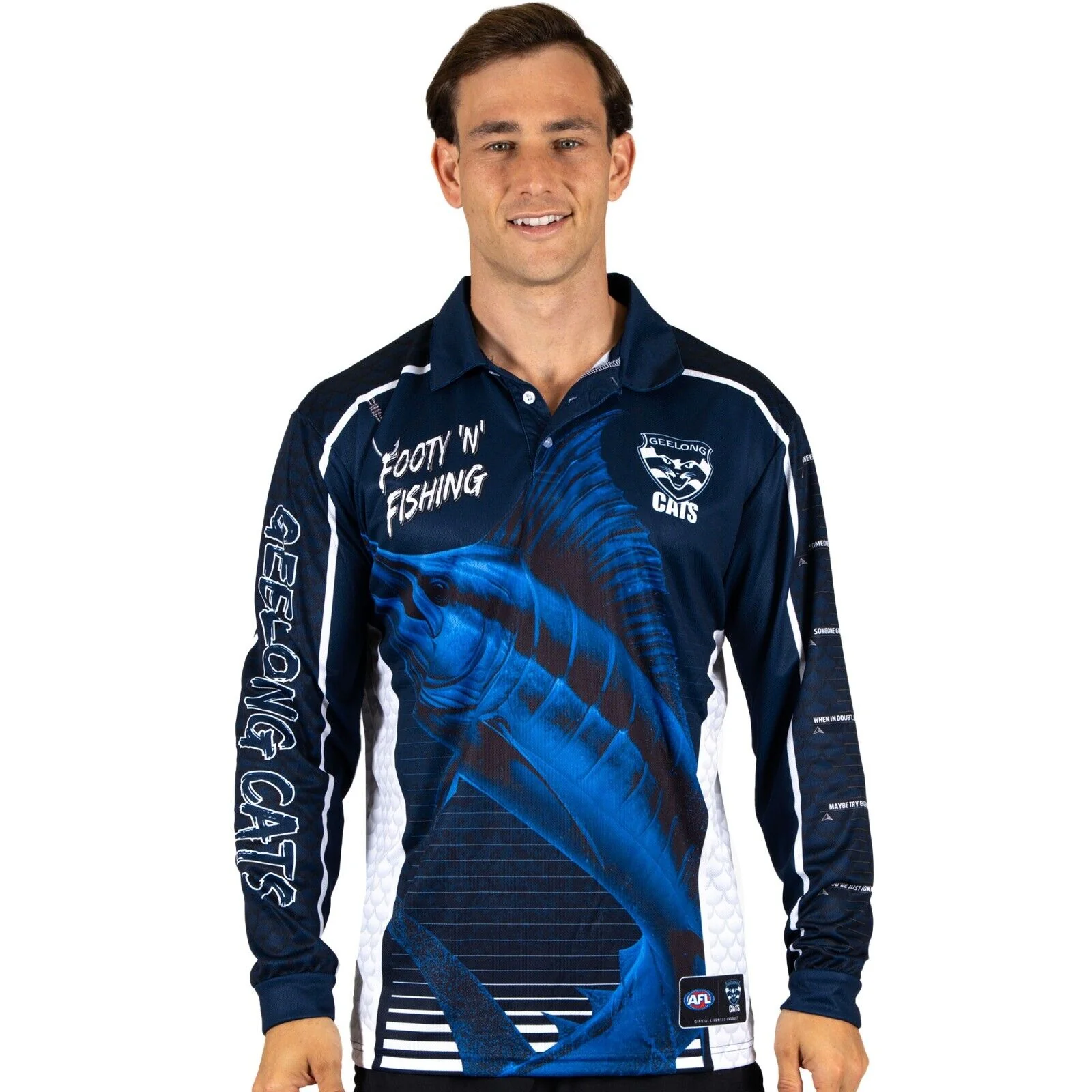 AFL Footy 'n' Fishing Shirt - Geelong Cats - Adult - Mens - Polo