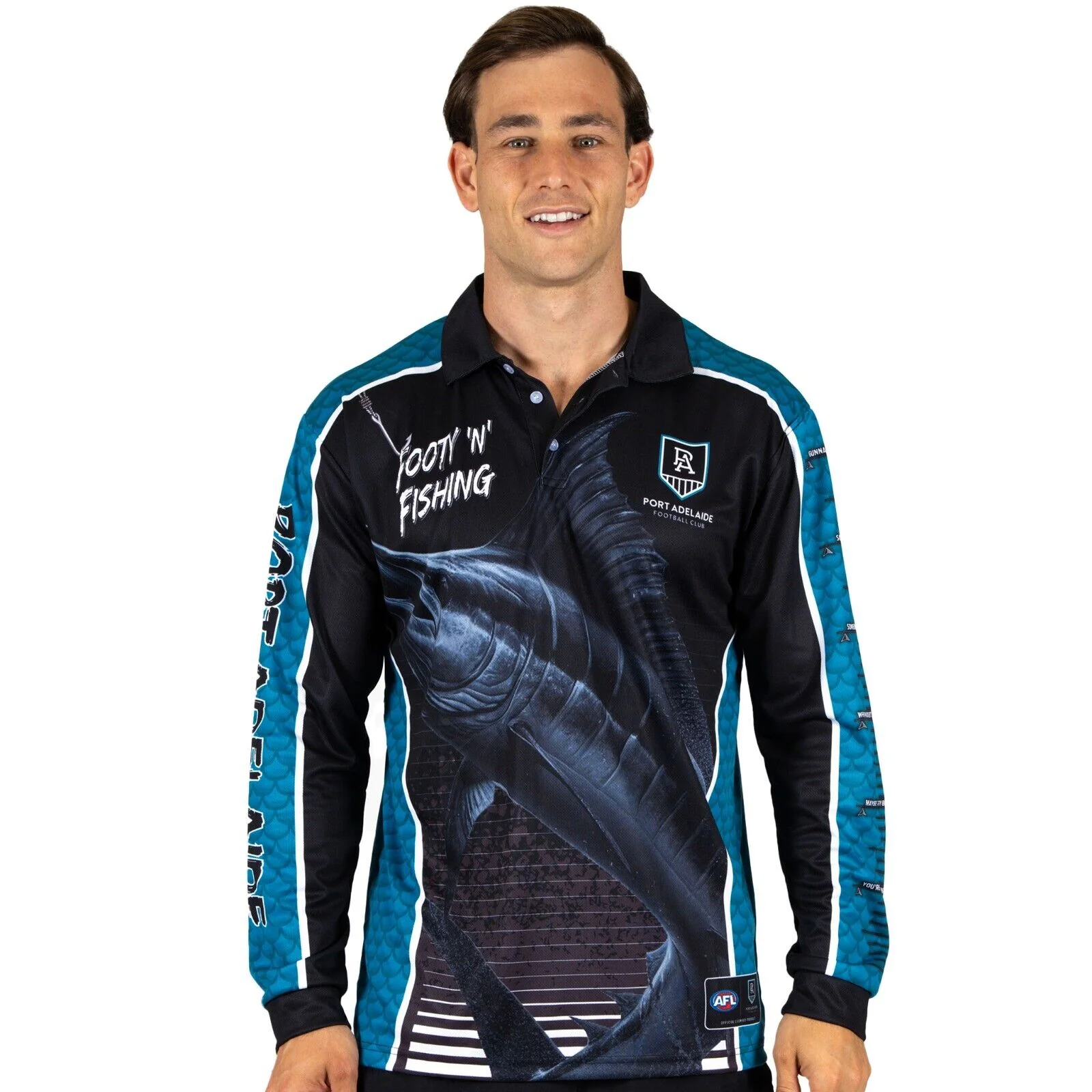 AFL Footy 'n' Fishing Shirt - Port Adelaide Power - Adult - Mens - Polo