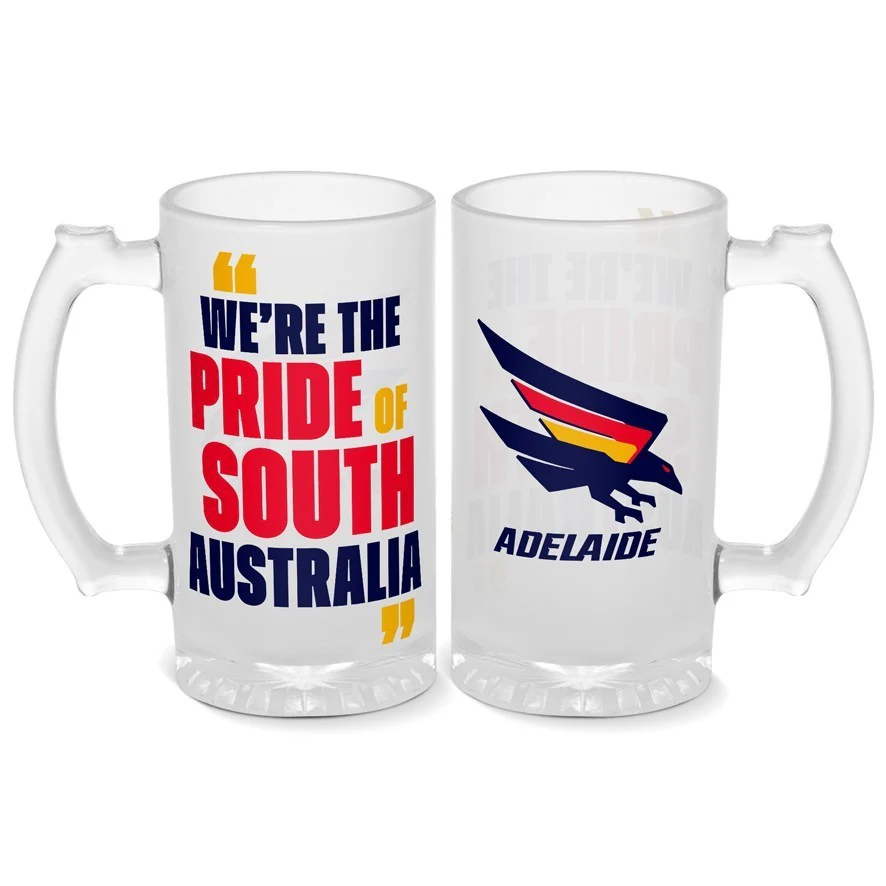 AFL Frosted Stein Glass - Adelaide Crows - 500ml - Drink Cup Mug - Image 2