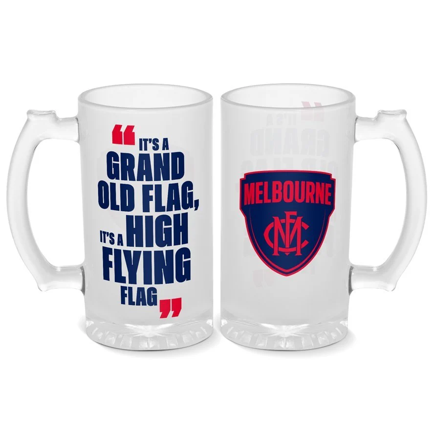 AFL Frosted Stein Glass - Melbourne Demons - 500ml - Drink Cup Mug - Image 2