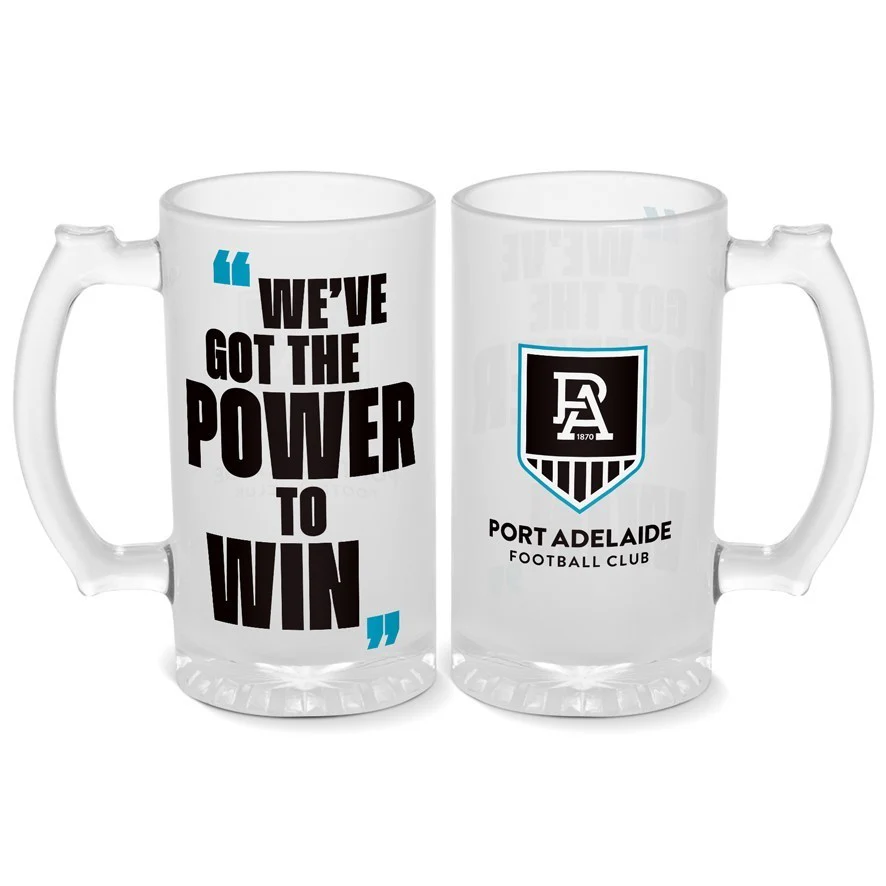 AFL Frosted Stein Glass - Port Adelaide Power - 500ml - Drink Cup Mug - Image 2