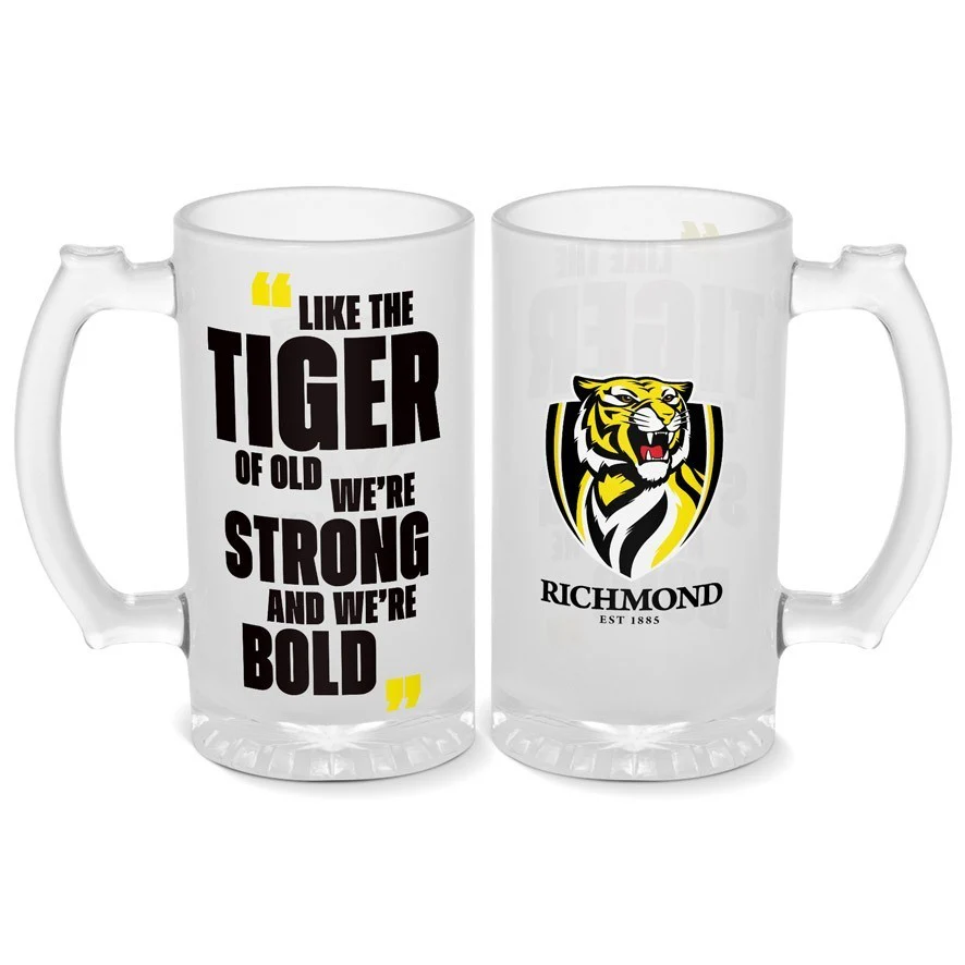 AFL Frosted Stein Glass - Richmond Tigers - 500ml - Drink Cup Mug - Image 2