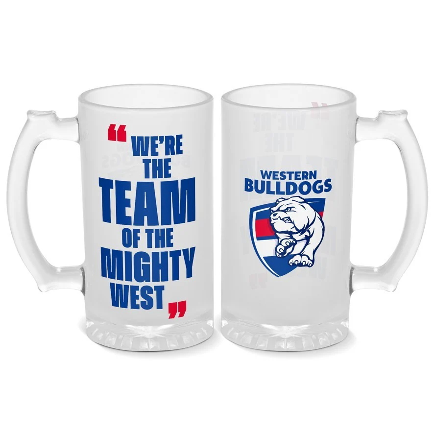 AFL Frosted Stein Glass - Western Bulldogs - 500ml - Drink Cup Mug