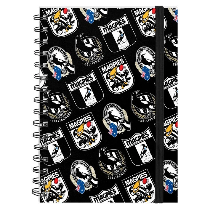 AFL Hard Cover Notebook - Collingwood Magpies - A5 60 Page Pad - Image 2