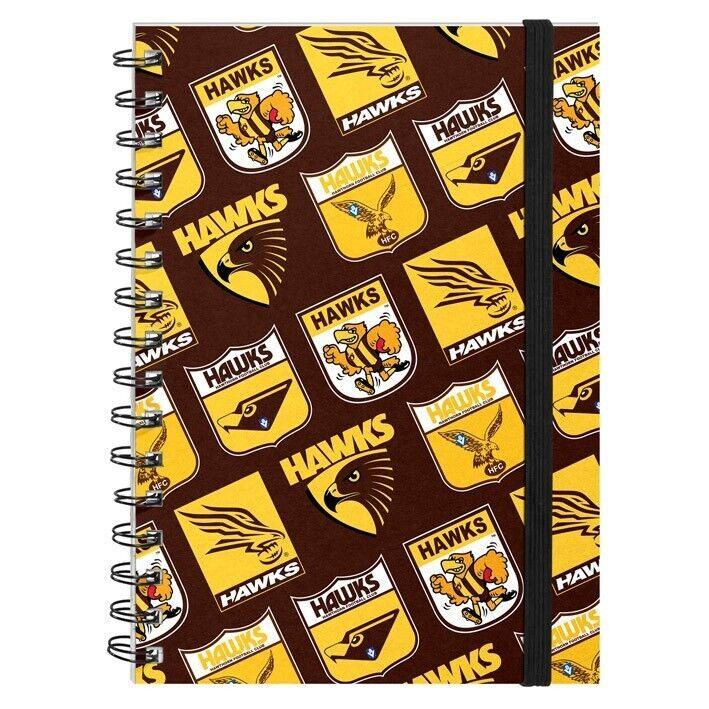 AFL Hard Cover Notebook - Hawthorn Hawks - A5 60 Page Pad