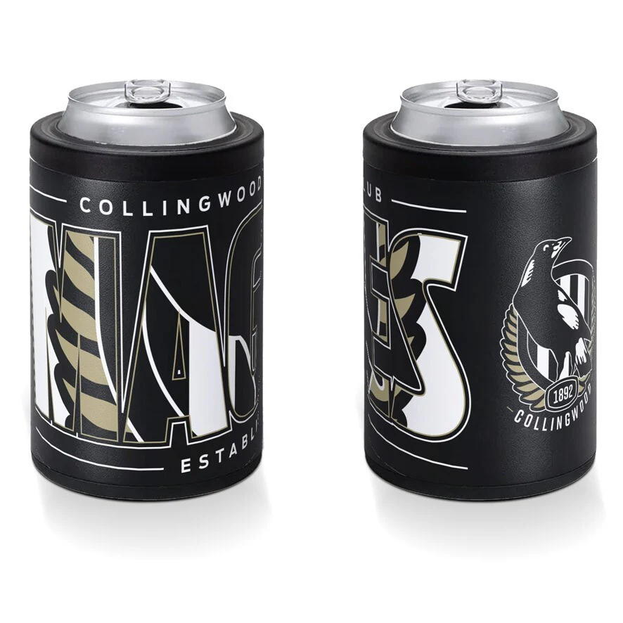 AFL Insulated Can Cooler - Collingwood Magpies - Stubby Cooler - Twist Top Lid - Image 2