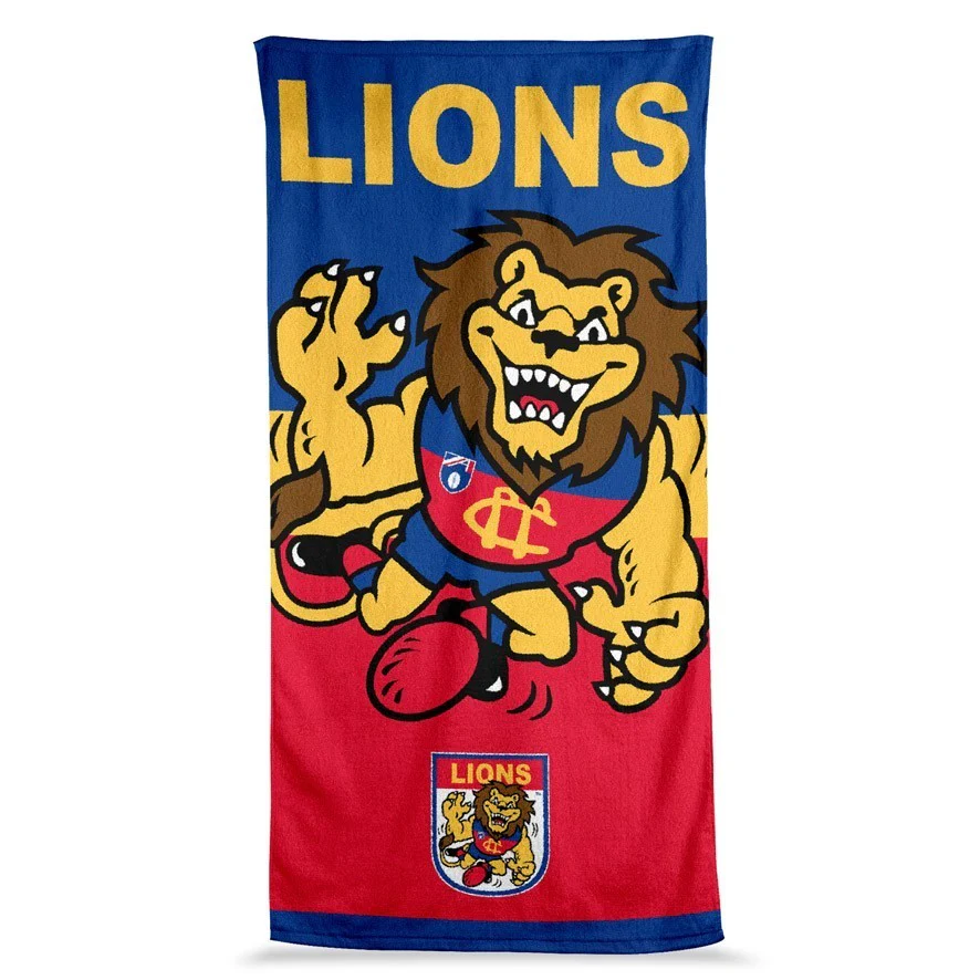 AFL  Jumbo Beach Towel - Brisbane Lions - Team Mascot - 90cmx170cm - Image 2