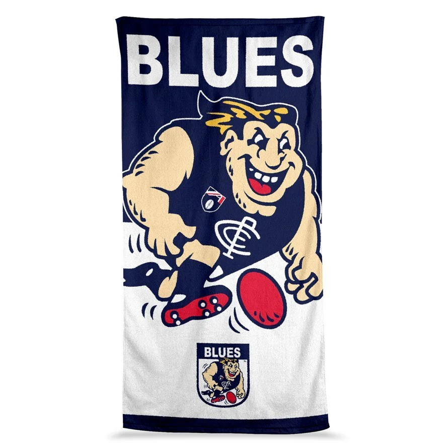 AFL  Jumbo Beach Towel - Carlton Blues - Team Mascot - 90cmx170cm - Image 2